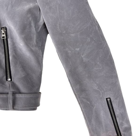 ASOS Urbancode London Suede Moto Biker Jacket in Gray Size UK 14 US 10 - Picture 15 of 16